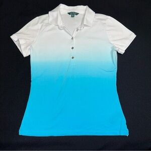 Lauren Ralph Lauren Polo style golf Shirt ladies S turquoise and white ombré